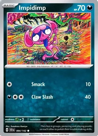 Impidimp 94/142 Stellar Crown Pokemon card