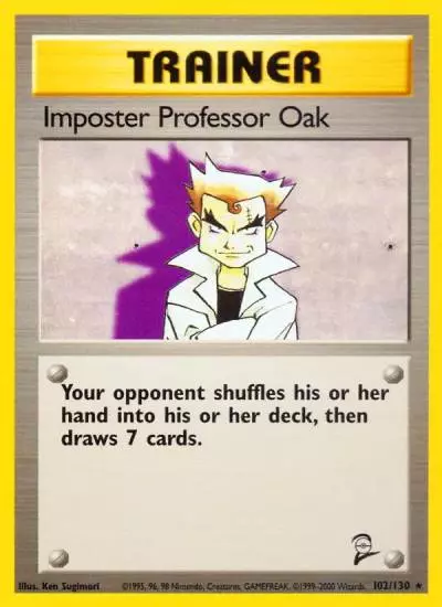 Imposter Professor Oak 102/130 Base Set 2 Pokemon card