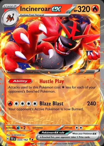 Incineroar ex 34/162 Temporal Forces Pokemon card