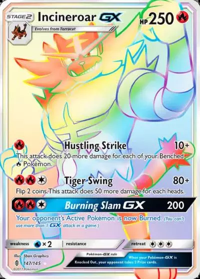 Incineroar-GX 147/145 Guardians Rising Pokemon card