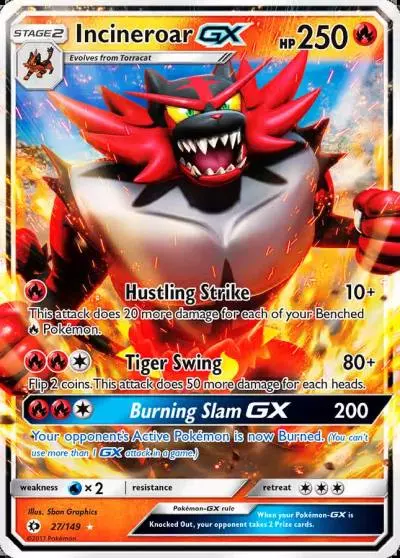 Incineroar-GX 27/149 Sun & Moon Pokemon card