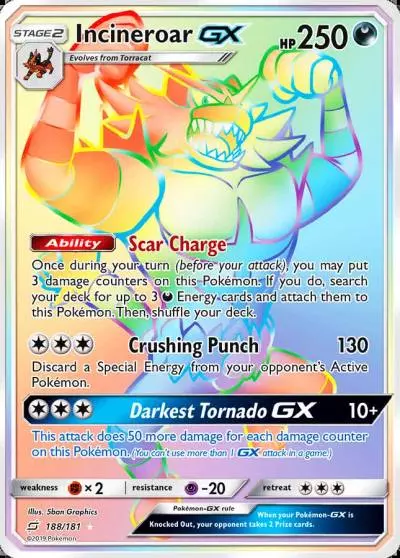 Incineroar-GX 188/181 Team Up Pokemon card