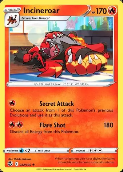 Incineroar 32/195 Silver Tempest Pokemon card
