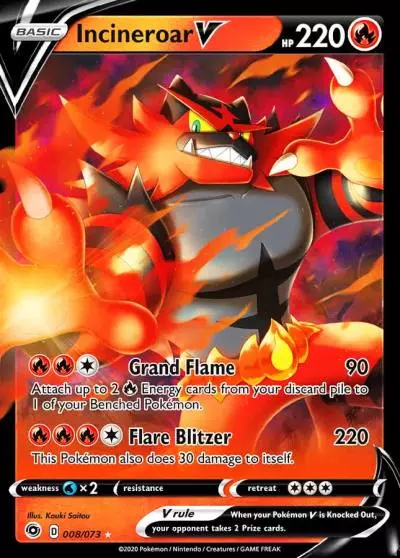 Incineroar V 8/73 Champion's Path Pokemon card