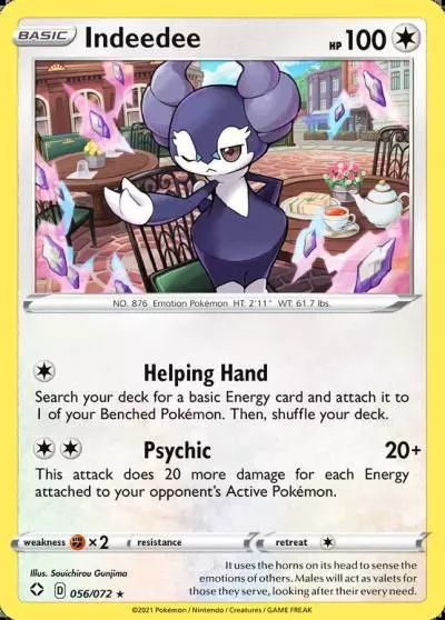 Indeedee 56/72 Shining Fates Pokemon card