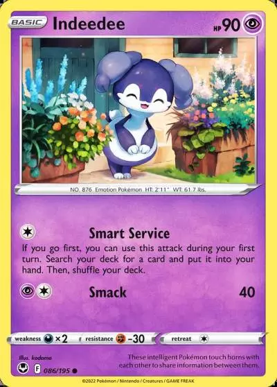 Indeedee 86/195 Silver Tempest Pokemon card