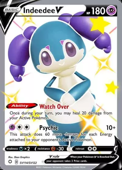 Indeedee V SV114/122 Shining Fates Shiny Vault Pokemon card