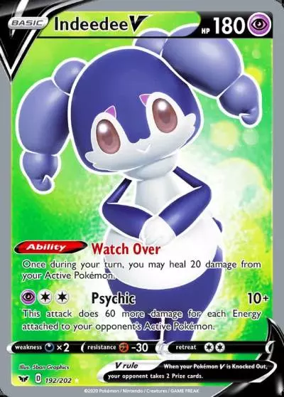Indeedee V 192/202 Sword & Shield Pokemon card