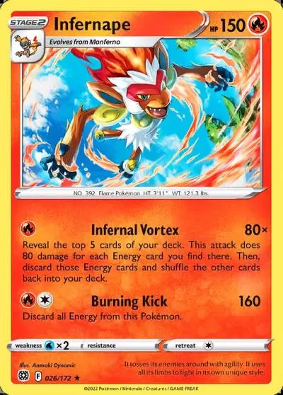 Infernape 26/172 Brilliant Stars Pokemon card