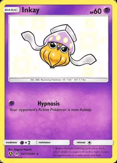 Inkay SV17/94 Hidden Fates Shiny Vault Pokemon card