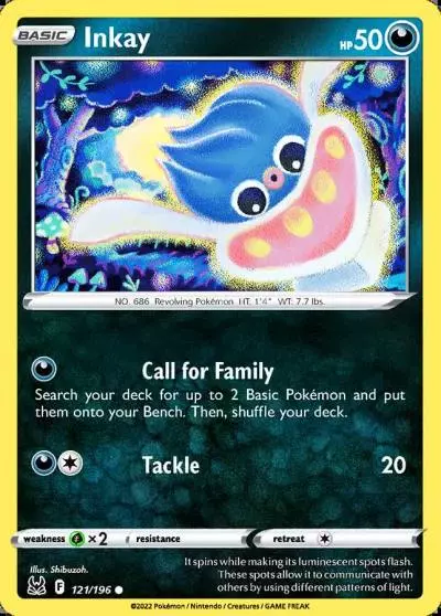 Inkay 121/196 Lost Origin Pokemon card
