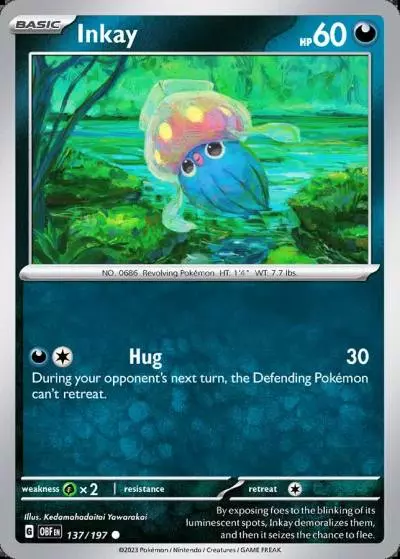 Inkay 137/197 Obsidian Flames Pokemon card
