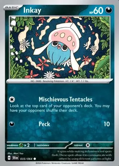 Inkay 33/64 Shrouded Fable Pokemon card