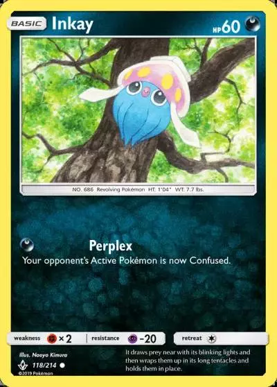 Inkay 118/214 Unbroken Bonds Pokemon card