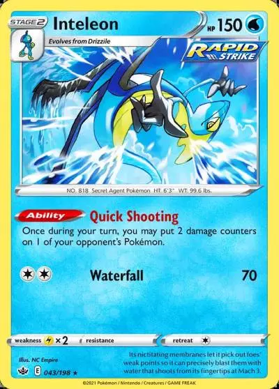 Inteleon 43/198 Chilling Reign Pokemon card