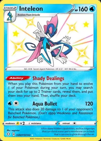 Inteleon SV027/122 Shining Fates Shiny Vault Pokemon card