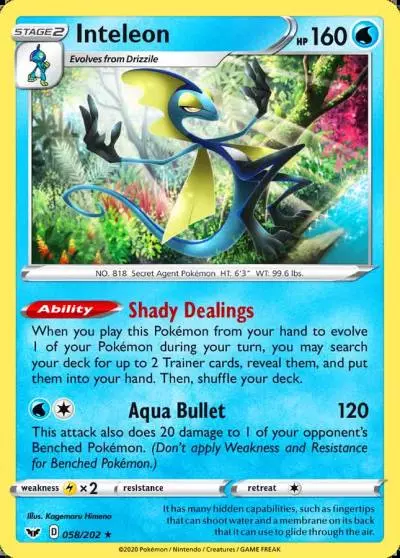 Inteleon 58/202 Sword & Shield Pokemon card