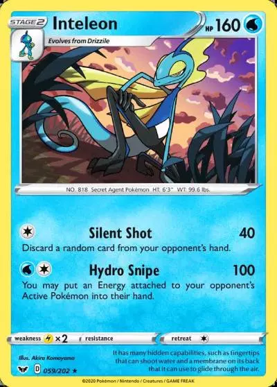 Inteleon 59/202 Sword & Shield Pokemon card