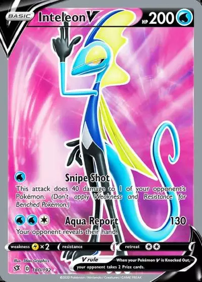 Inteleon V 180/192 Rebel Clash Pokemon card