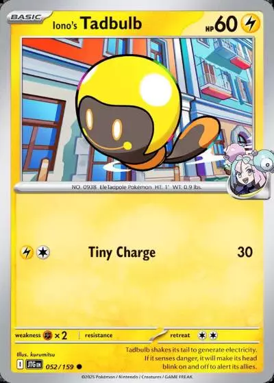 Iono's Tadbulb 52/159 Journey Together Pokemon card