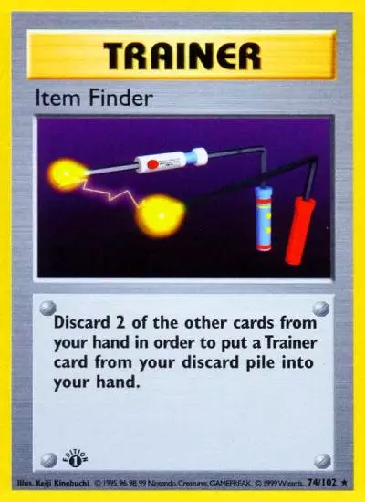 Item Finder 74/102 Base Pokemon card