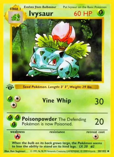 Ivysaur 30/102 Base Pokemon card