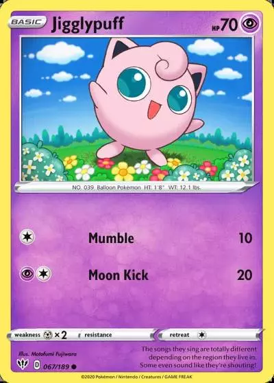Jigglypuff 67/189 Darkness Ablaze Pokemon card