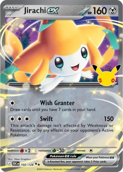 Jirachi ex 102/128 30th Celebration Pokemon card