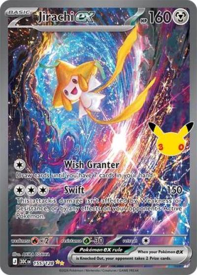 Jirachi ex 155/128 30th Celebration Pokemon card