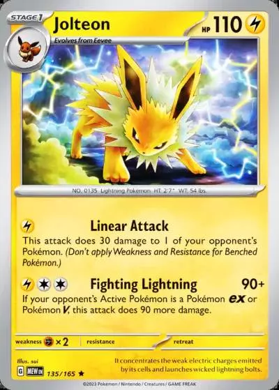 Jolteon 135/165 151 Pokemon card