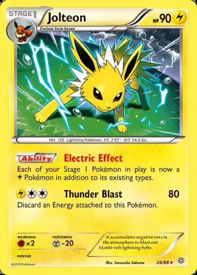 Jolteon 26/98 Ancient Origins Pokemon card