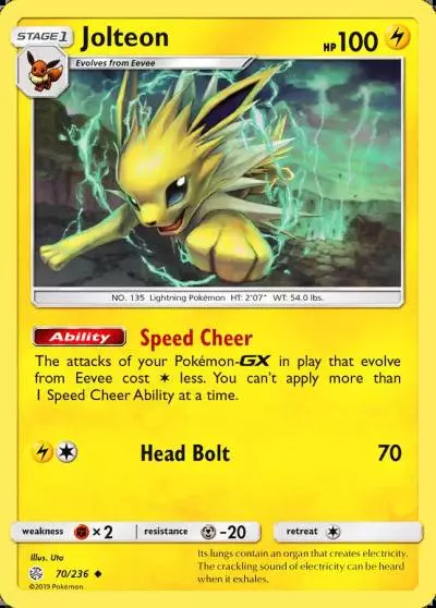 Jolteon 70/236 Cosmic Eclipse Pokemon card