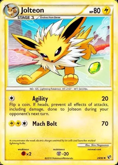 Jolteon 28/90 HS—Undaunted Pokemon card