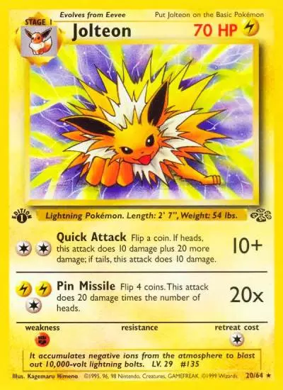Jolteon 20/64 Jungle Pokemon card