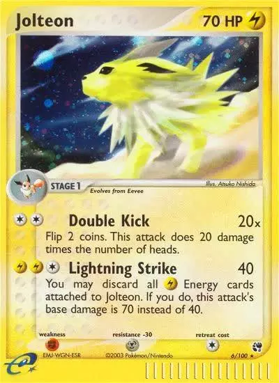 Jolteon 6/100 Sandstorm Pokemon card