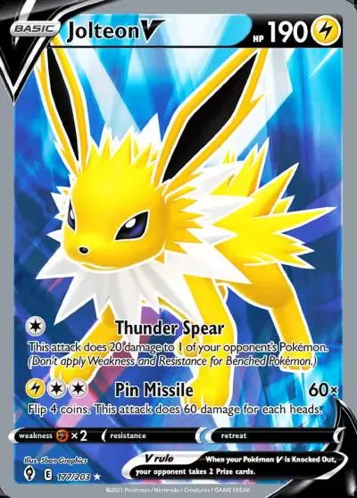 Jolteon V 177/203 Evolving Skies Pokemon card