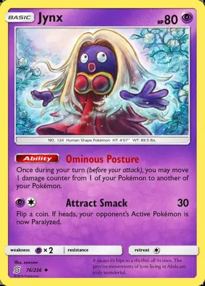 Jynx 76/236 Unified Minds Pokemon card