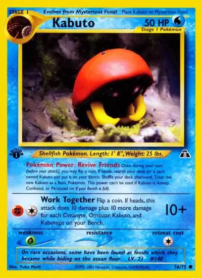 Kabuto 56/75 Neo Discovery Pokemon card