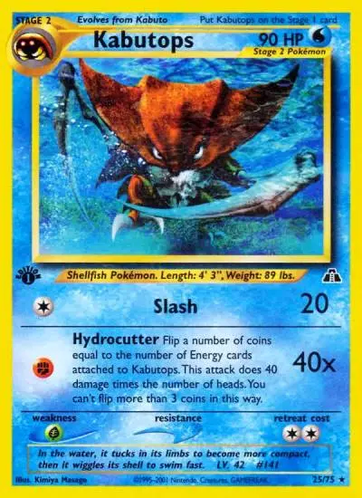 Kabutops 25/75 Neo Discovery Pokemon card