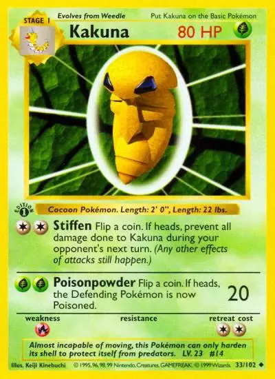 Kakuna 33/102 Base Pokemon card