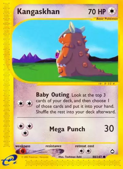 Kangaskhan 88/147 Aquapolis Pokemon card