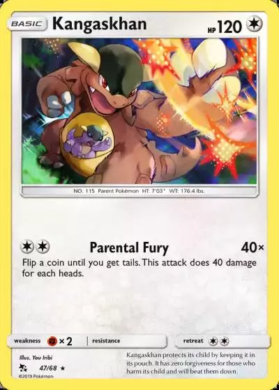 Kangaskhan 47/68 Hidden Fates Pokemon card
