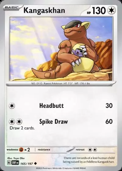 Kangaskhan 165/197 Obsidian Flames Pokemon card
