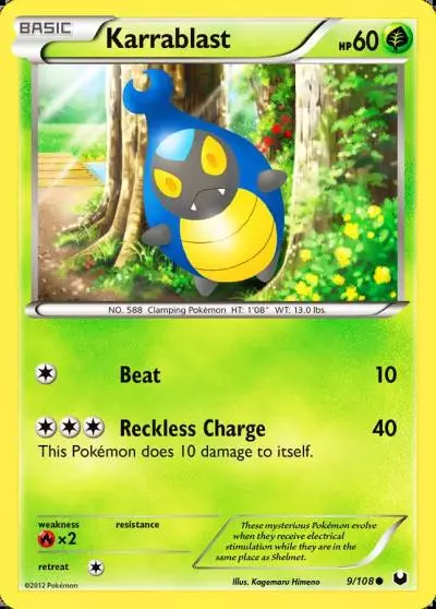 Karrablast 9/108 Dark Explorers Pokemon card