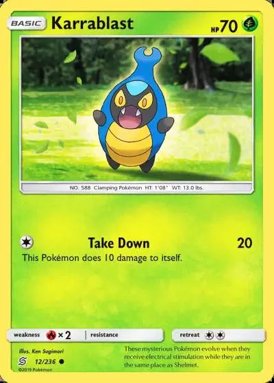 Karrablast 12/236 Unified Minds Pokemon card