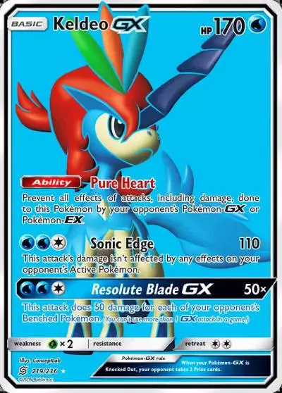 Keldeo-GX 219/236 Unified Minds Pokemon card