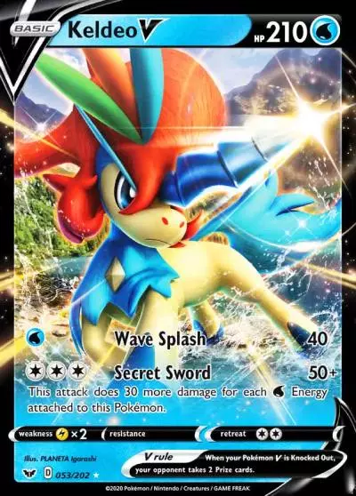 Keldeo V 53/202 Sword & Shield Pokemon card