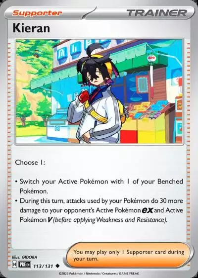 Kieran 113/131 Prismatic Evolutions Pokemon card