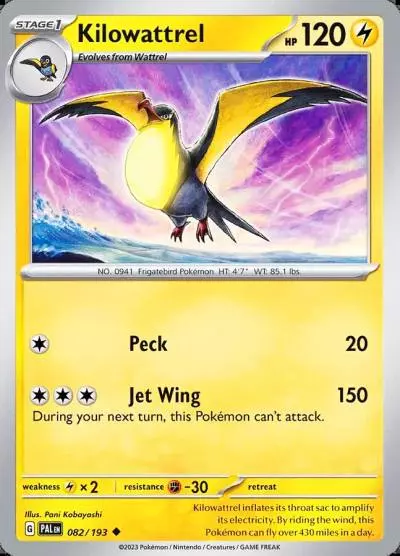 Kilowattrel 82/193 Paldea Evolved Pokemon card
