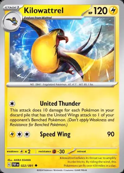 Kilowattrel 22/91 Paldean Fates Pokemon card